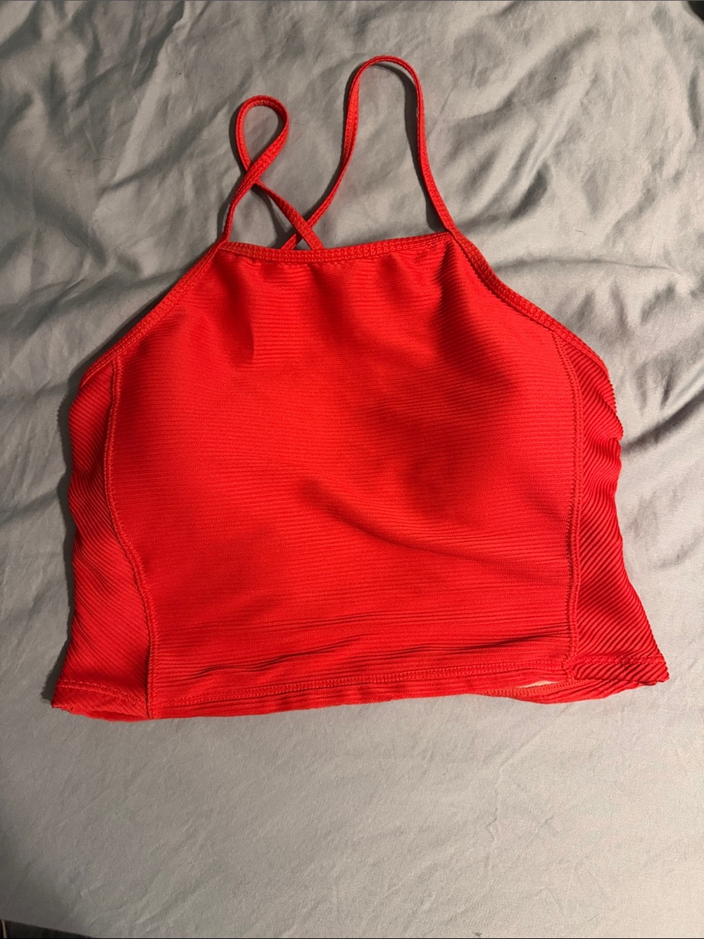 Red High-Neck Women's Bikini Top